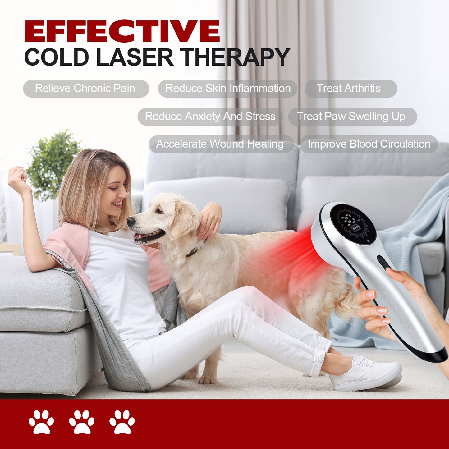 Home-use Pets 808nm & 650nm Cold Laser Therapy Device Pinfriy®