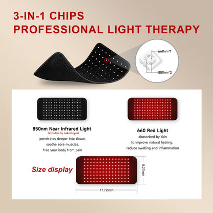 120LEDs Vibration Massage Red Light Therapy Belt with Pulsed Controller